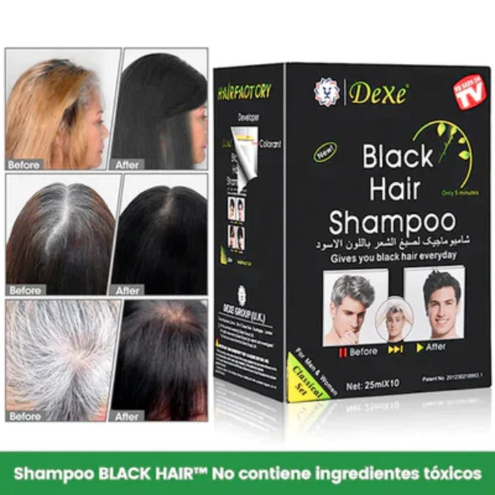 Shampoo Colorante, Para Canas Negro|